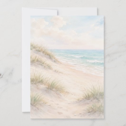 Watercolor beach sand dunes Bridal Shower 招待状 (裏面)