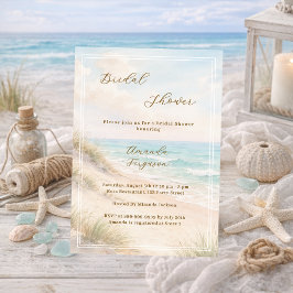 Watercolor beach sand dunes Bridal Shower 招待状