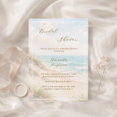 Watercolor beach sand dunes Bridal Shower 招待状