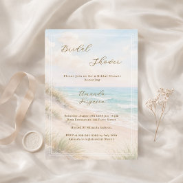 Watercolor beach sand dunes Bridal Shower 招待状