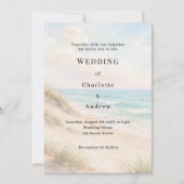 Watercolor beach sand dunes wedding 招待状 (正面)