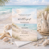 Watercolor beach sand dunes wedding 招待状