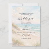 Watercolor beach sand dunes wedding 招待状 (正面)