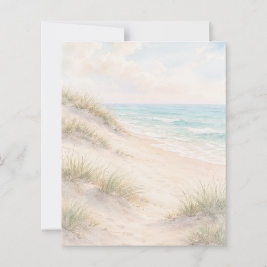 Watercolor beach sand dunes wedding invitation (裏面)