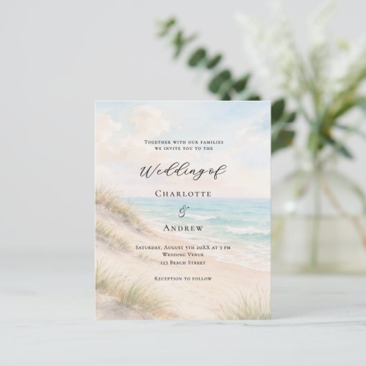 Watercolor beach sand dunes wedding invitation (スタンド正面)