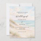 Watercolor beach sand dunes wedding invitation (正面)