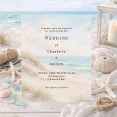 Watercolor beach sand dunes wedding invitation