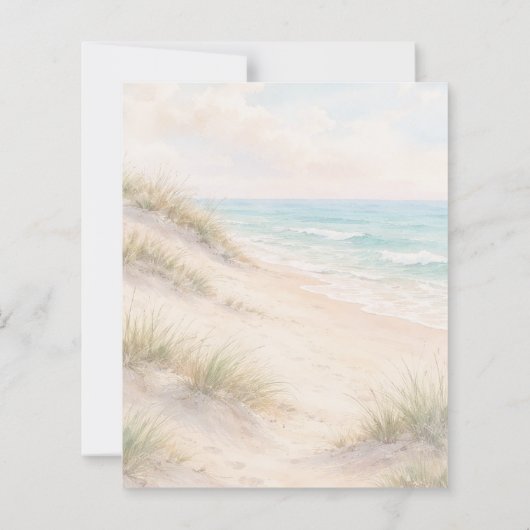 Watercolor beach sand dunes wedding invitation (裏面)