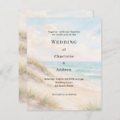 Watercolor beach sand dunes wedding invitation (正面/裏面)