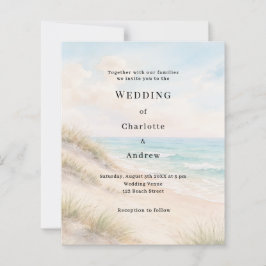 Watercolor beach sand dunes wedding invitation