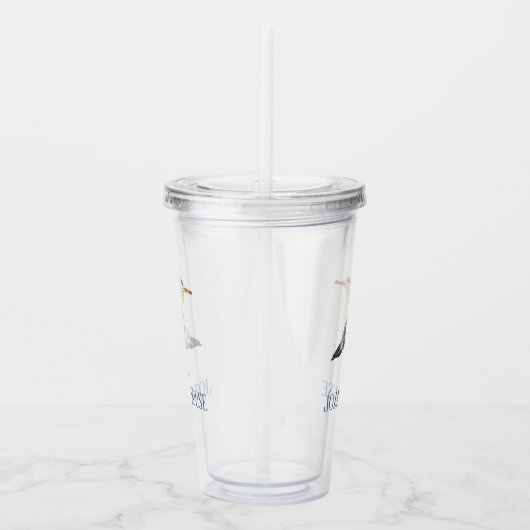 Watercolor Beach Seagull Personalized アクリルタンブラー (右)