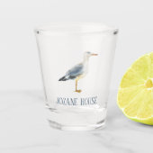Watercolor Beach Seagull Personalized ショットグラス (正面)