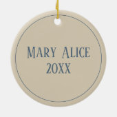 Watercolor Beach Seagull Personalized セラミックオーナメント (裏面)