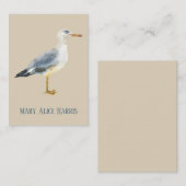 Watercolor Beach Seagull Personalized ノートカード (正面/裏面)