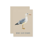Watercolor Beach Seagull Personalized ノートカード (正面/裏面インサイチュ)