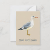 Watercolor Beach Seagull Personalized ノートカード (正面)