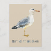 Watercolor Beach Seagull Personalized ポストカード (正面)