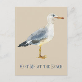 Watercolor Beach Seagull Personalized ポストカード