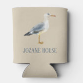 Watercolor Beach Seagull Personalized 缶クーラー (裏面)