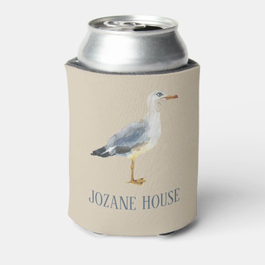 Watercolor Beach Seagull Personalized 缶クーラー (缶裏面)