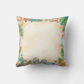 Watercolor Beach Seashells Sand Border Pillow クッション (裏面)