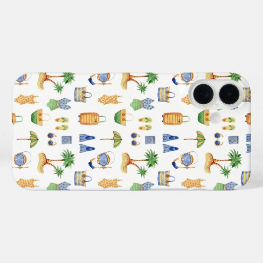 Watercolor Beach Vacation Travel  Case-Mate iPhoneケース (裏面 (横))