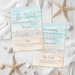 Watercolor Beach Wedding Details エンクロージャーカード