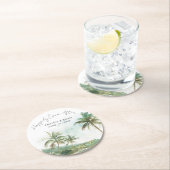 Watercolor Beach Wedding Happily Ever After ラウンドペーパーコースター (インサイチュ)