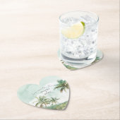 Watercolor Beach Wedding Heart ペーパーコースター (インサイチュ)