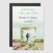 Watercolor Beach Wedding Save the Date Invitation  マグネット招待状 (正面/裏面)