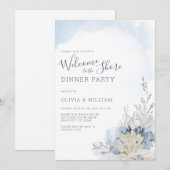 Watercolor Beach Welcome to the Shore Dinner 招待状 (正面/裏面)