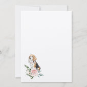 Watercolor Beagle Dog Pet & Floral Pink Rose 招待状 (裏面)