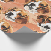 Watercolor Beagle Portrait Pattern Wrapping Paper ラッピングペーパー (角)