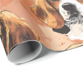 Watercolor Beagle Portrait Pattern Wrapping Paper ラッピングペーパー (ロールコーナー)