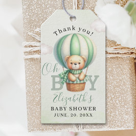 Watercolor Bear Baby Shower Boy ギフトタグ