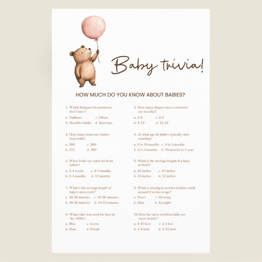 Watercolor Bear Baby Trivia Game  チラシ
