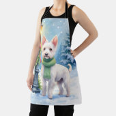 Watercolor Bedlington Terrier Lamppost Christmas エプロン (インサイチュ)