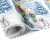 Watercolor Bedlington Terrier Lamppost Christmas ラッピングペーパー (ロールコーナー)