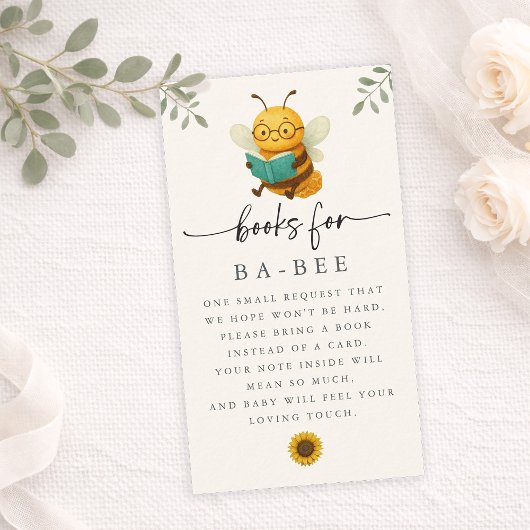 Watercolor Bee Baby Shower Book Request Card 名刺