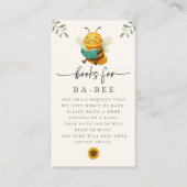 Watercolor Bee Baby Shower Book Request Card 名刺 (正面)