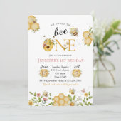 Watercolor Bee First Birthday Invitation 招待状 (スタンド正面)