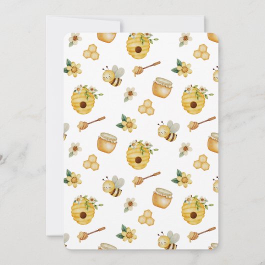 Watercolor Bee First Birthday Invitation 招待状 (裏面)