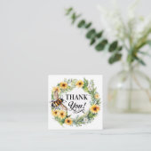 Watercolor Bee Floral Small Business Thank You  エンクロージャーカード (スタンド正面)