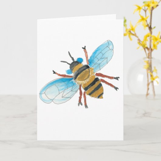 Watercolor Bee Greeting Card カード (黄色い花)