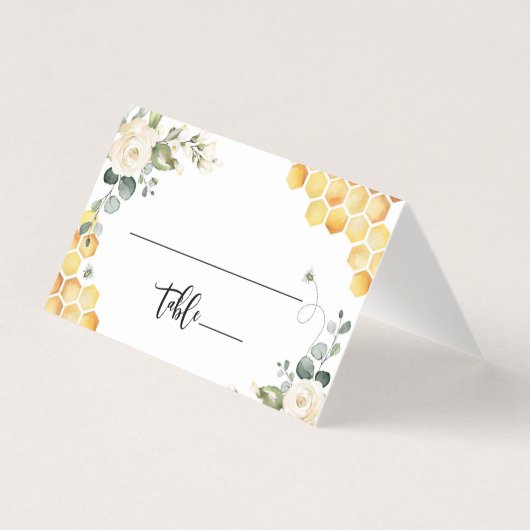 Watercolor bee  wedding place cards (正面)