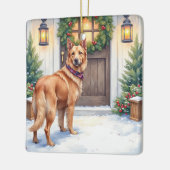 Watercolor Belgian Laekenois Farmhouse Christmas セラミックオーナメント (左)