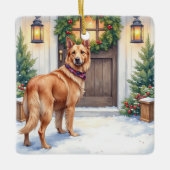 Watercolor Belgian Laekenois Farmhouse Christmas セラミックオーナメント (正面)