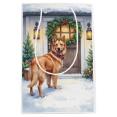 Watercolor Belgian Laekenois Farmhouse Christmas ミディアムペーパーバッグ (正面)