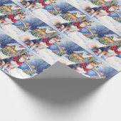 Watercolor Belgian Sheepdog Winter Christmas ラッピングペーパー (角)