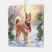Watercolor Belgian Tervuren Garland Christmas セラミックオーナメント (左)